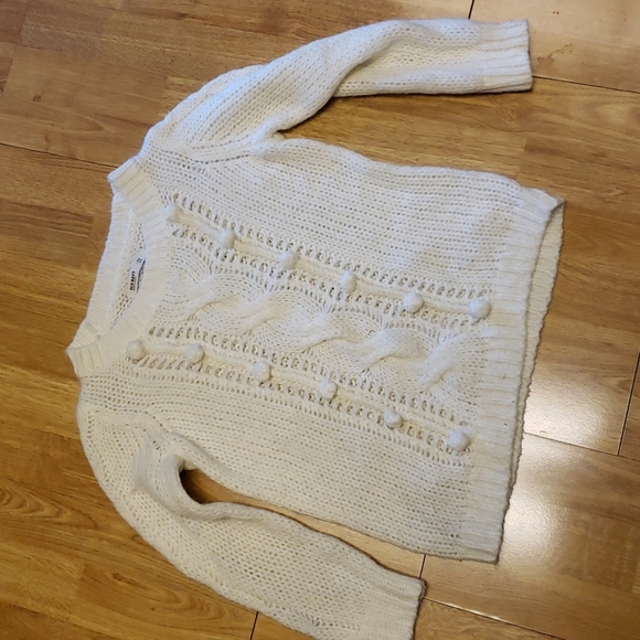 Old Navy cream cable knit/loose weave wool blend sweater XS - Picture 1 of 3
